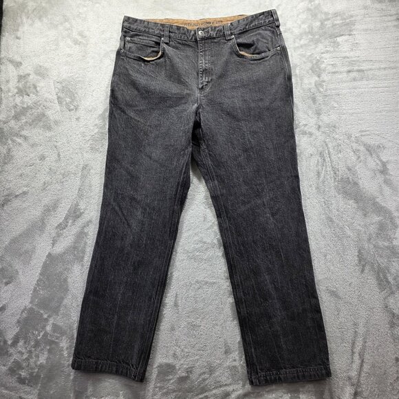 Duluth Trading Co Flex Ballroom Jeans Mens 38x32 Black Straight Fit Denim Pants - Picture 1 of 10